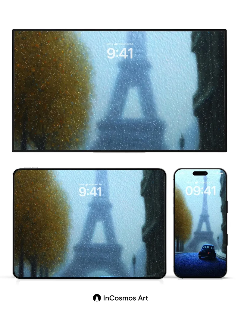 Misty Eiffel Wallpaper with Autumn Hush