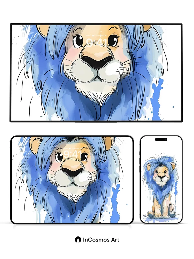 Whimsical Blue Mane Wallpaper with Watercolor Soul