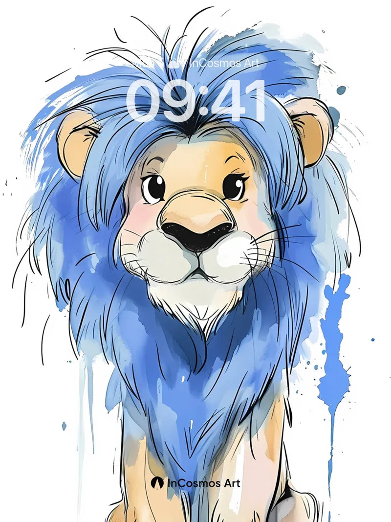 Whimsical Blue Mane Wallpaper with Watercolor Soul