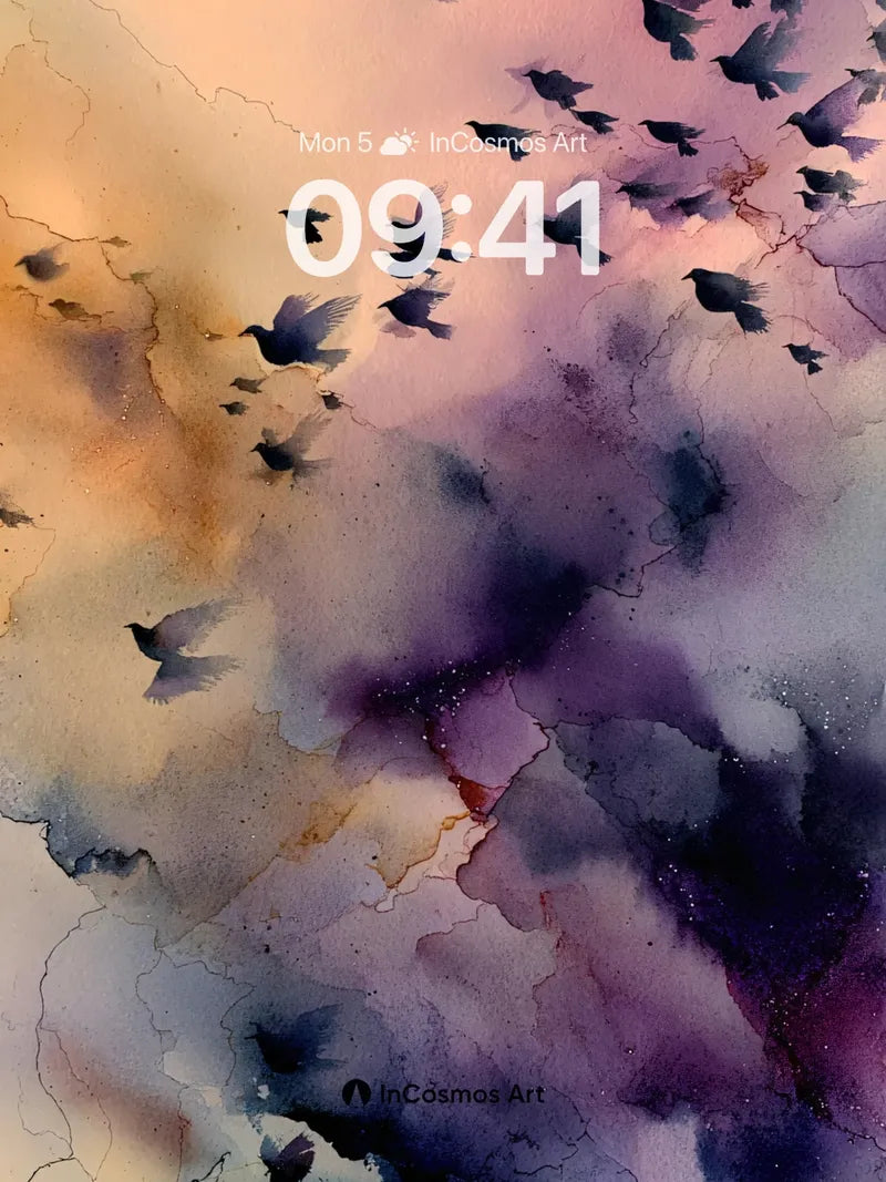 Mystic Flight Wallpaper with Watercolor Storms