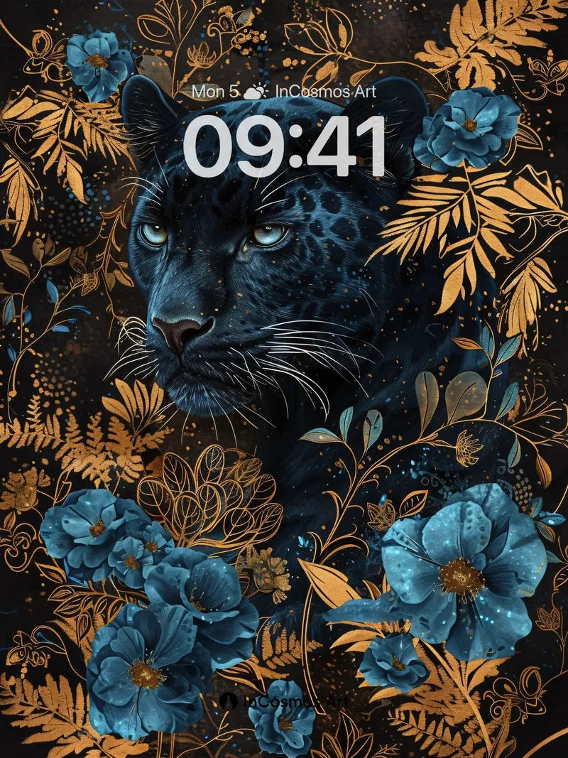Nocturnal Velvet Wallpaper with Celestial Flowers