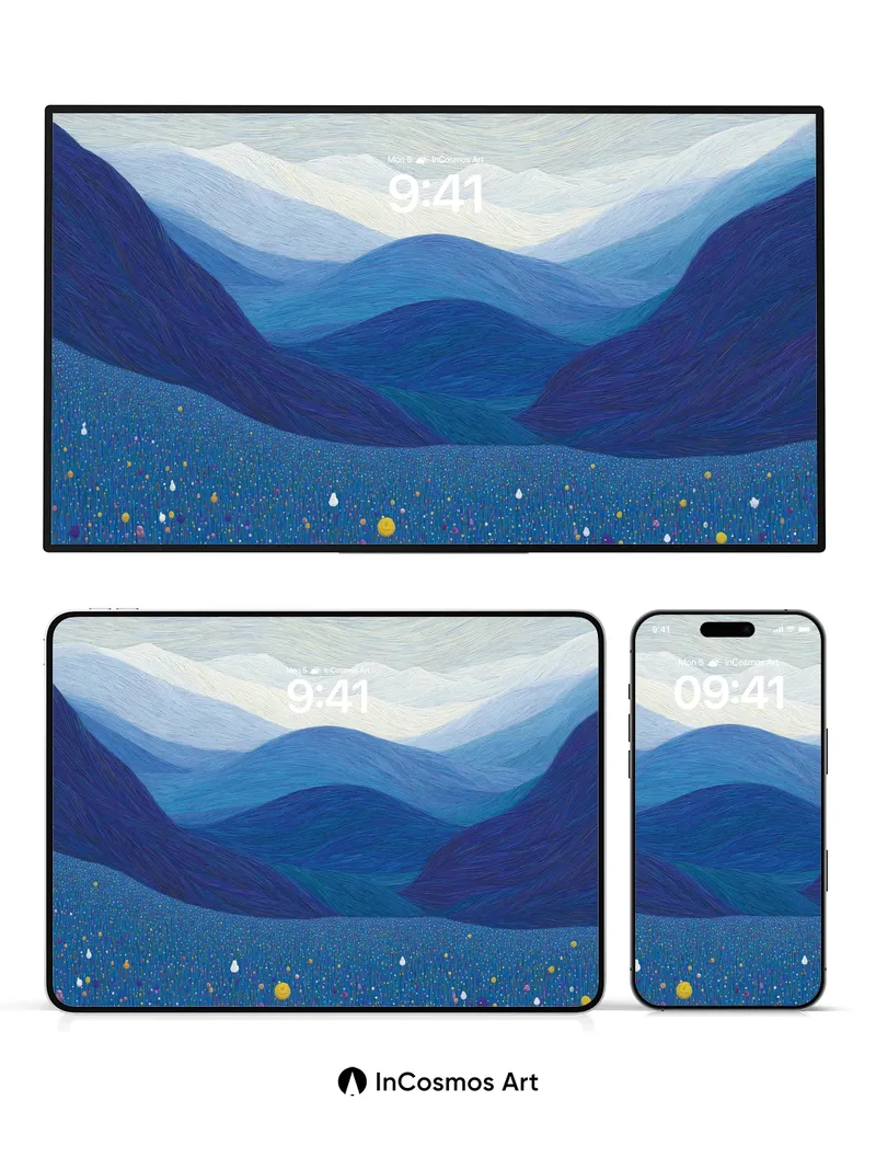 Serenity Valley Wallpaper with Starlit Fields