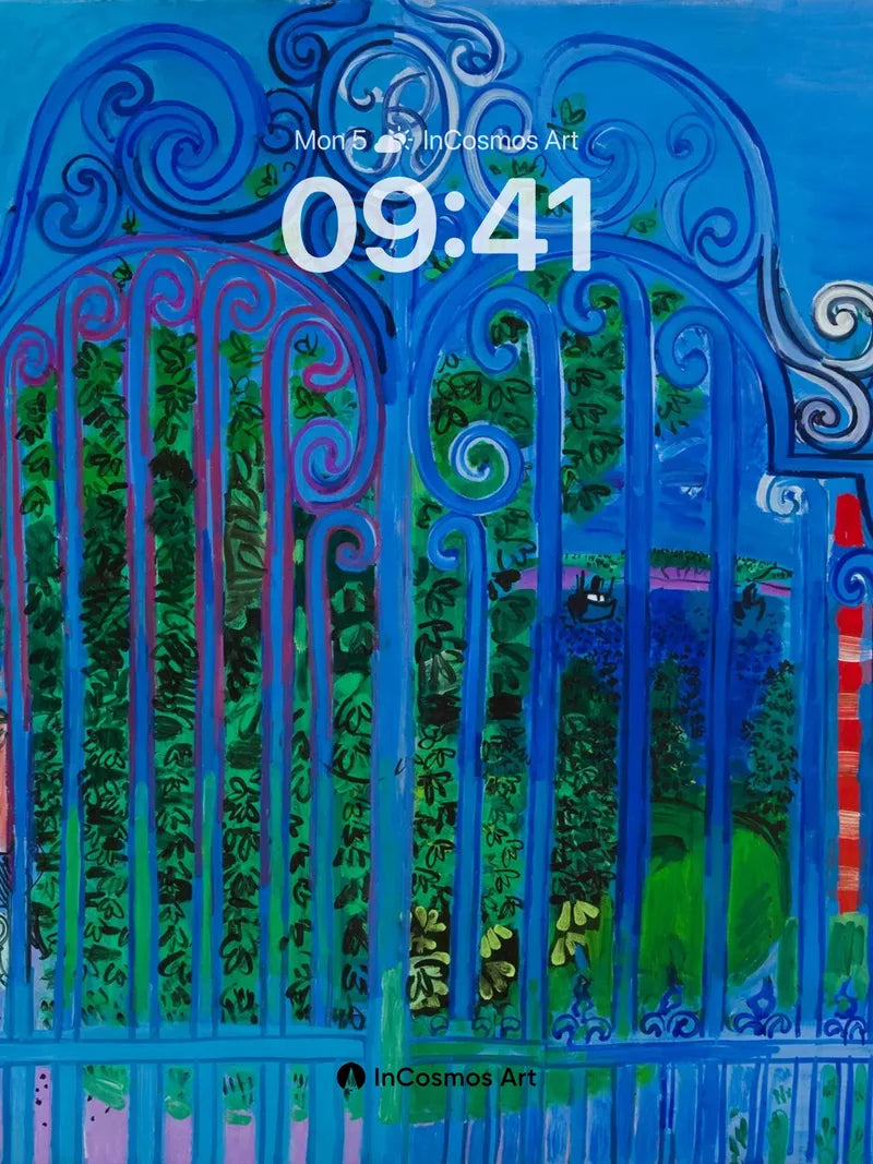 Whimsical Iron Gate Wallpaper with Hidden Garden
