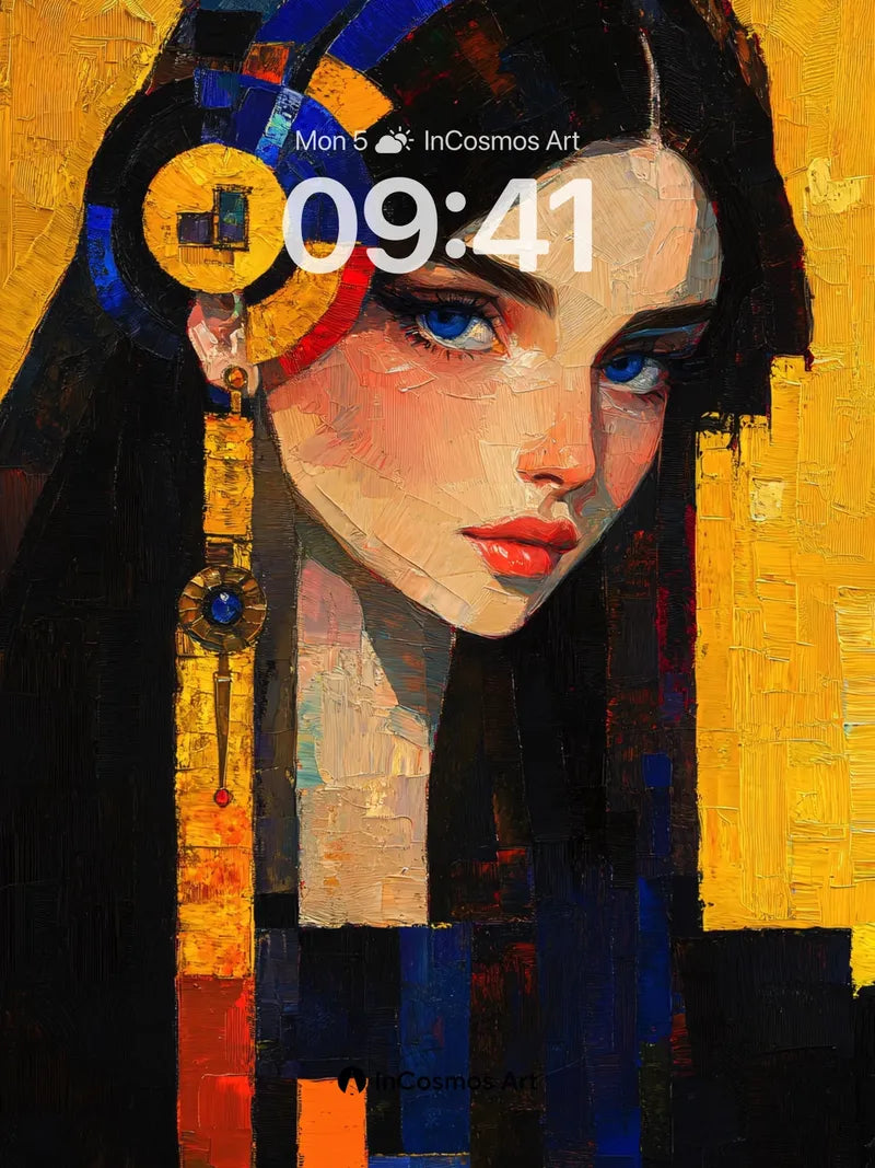 Cubist Gaze Wallpaper with Golden Threads wallpaper for iPhone, iPad & Mac