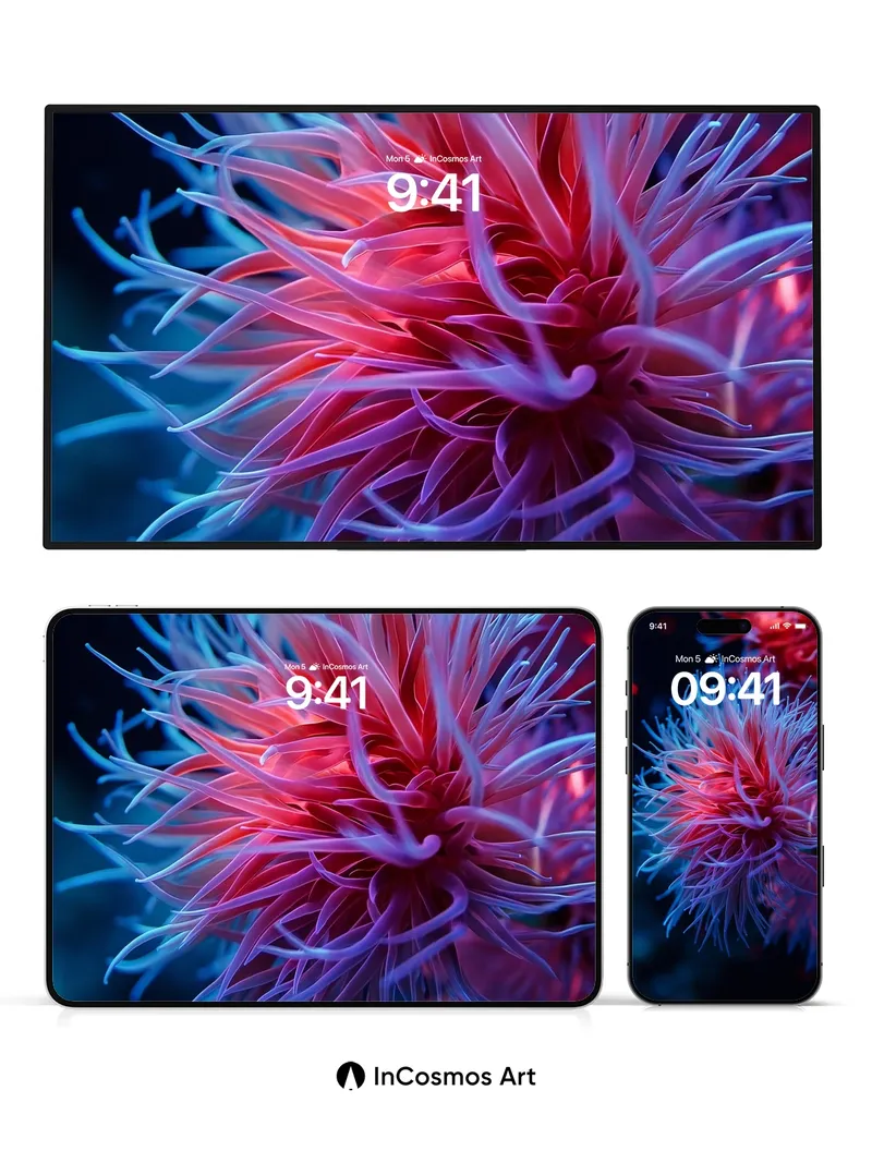 Neon Bloom Wallpaper with Electric Tendrils