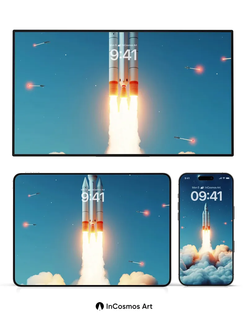 Cosmic Ascent Wallpaper with Starlit Trail