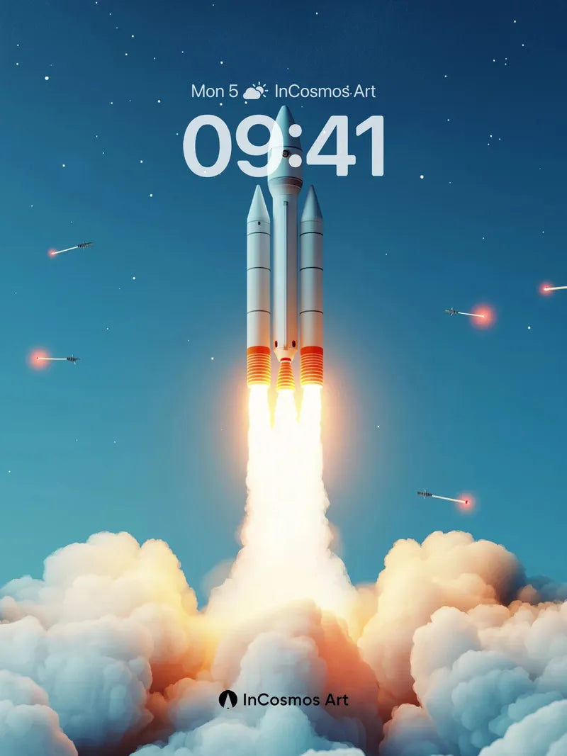 Cosmic Ascent Wallpaper with Starlit Trail