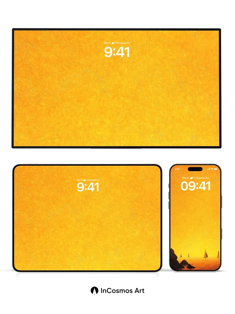 Golden Hush Wallpaper with Sail Silhouettes