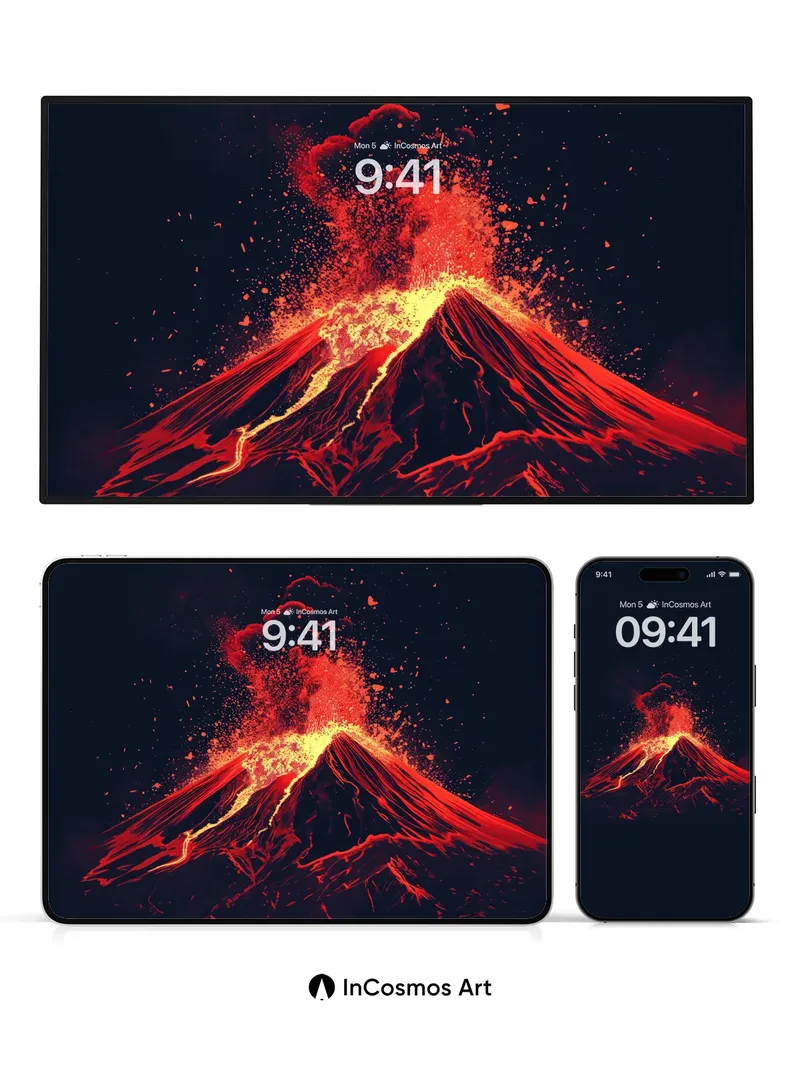 Erupting Ember Wallpaper with Lava Veins