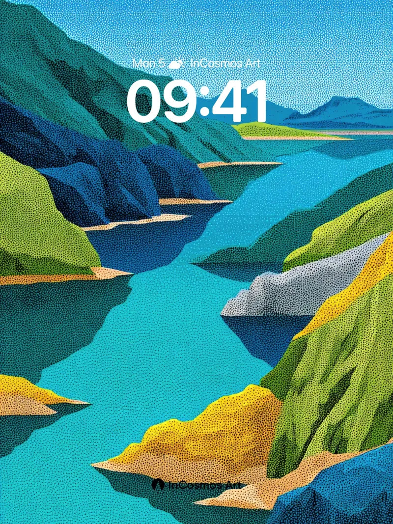Cerulean Canyon Wallpaper with Dotted Light wallpaper for iPhone, iPad & Mac