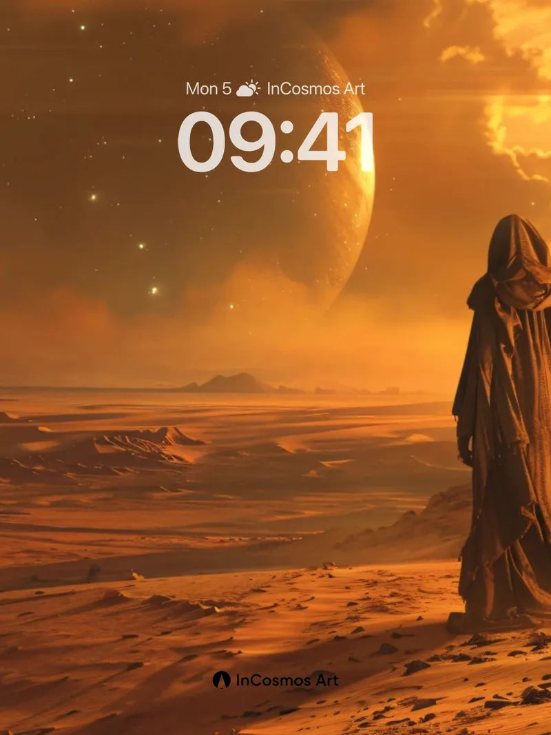 Desert Solitude Wallpaper with Celestial Horizon wallpaper for iPhone, iPad & Mac
