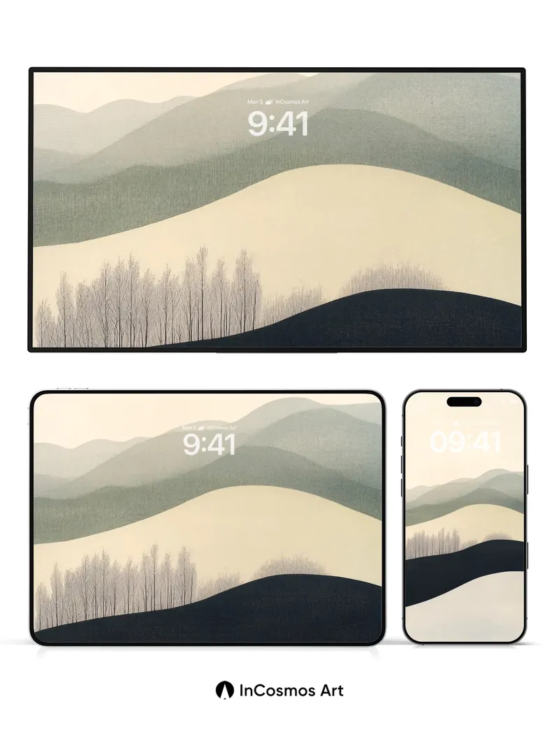 Silent Ridge Wallpaper with Inked Forests