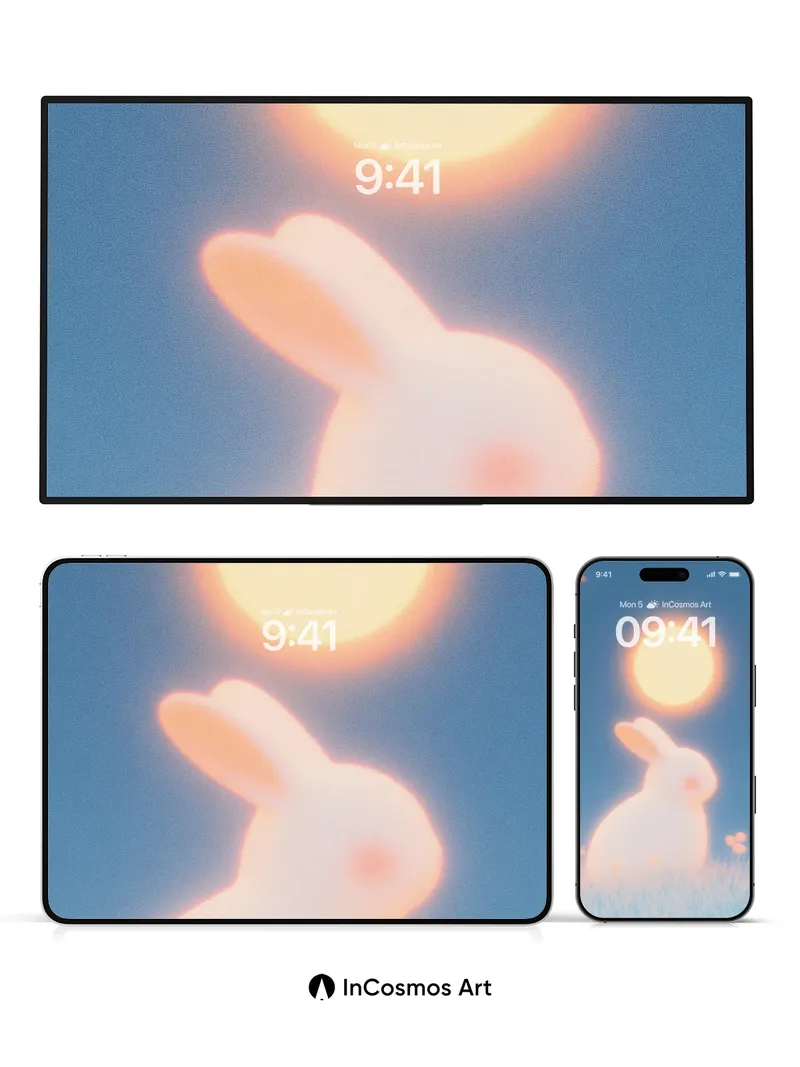 Luminous Hare Wallpaper with Celestial Glow