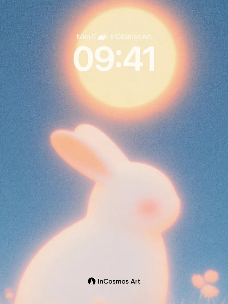 Luminous Hare Wallpaper with Celestial Glow