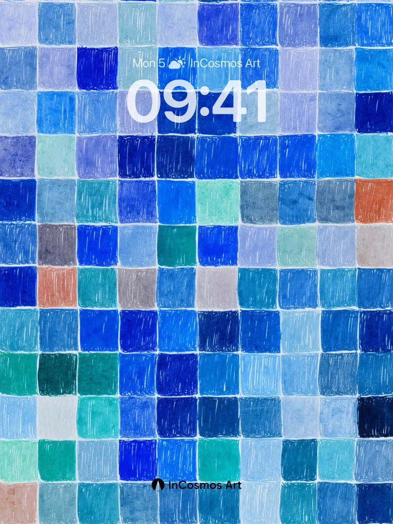 Serene Blue Mosaic Wallpaper with Textured Depth wallpaper for iPhone, iPad & Mac