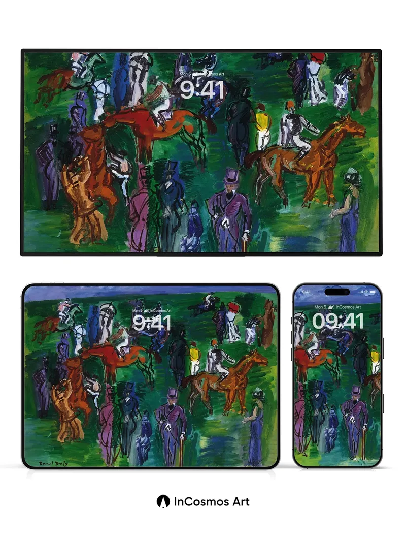 Whimsical Gala Wallpaper with Riding Figures