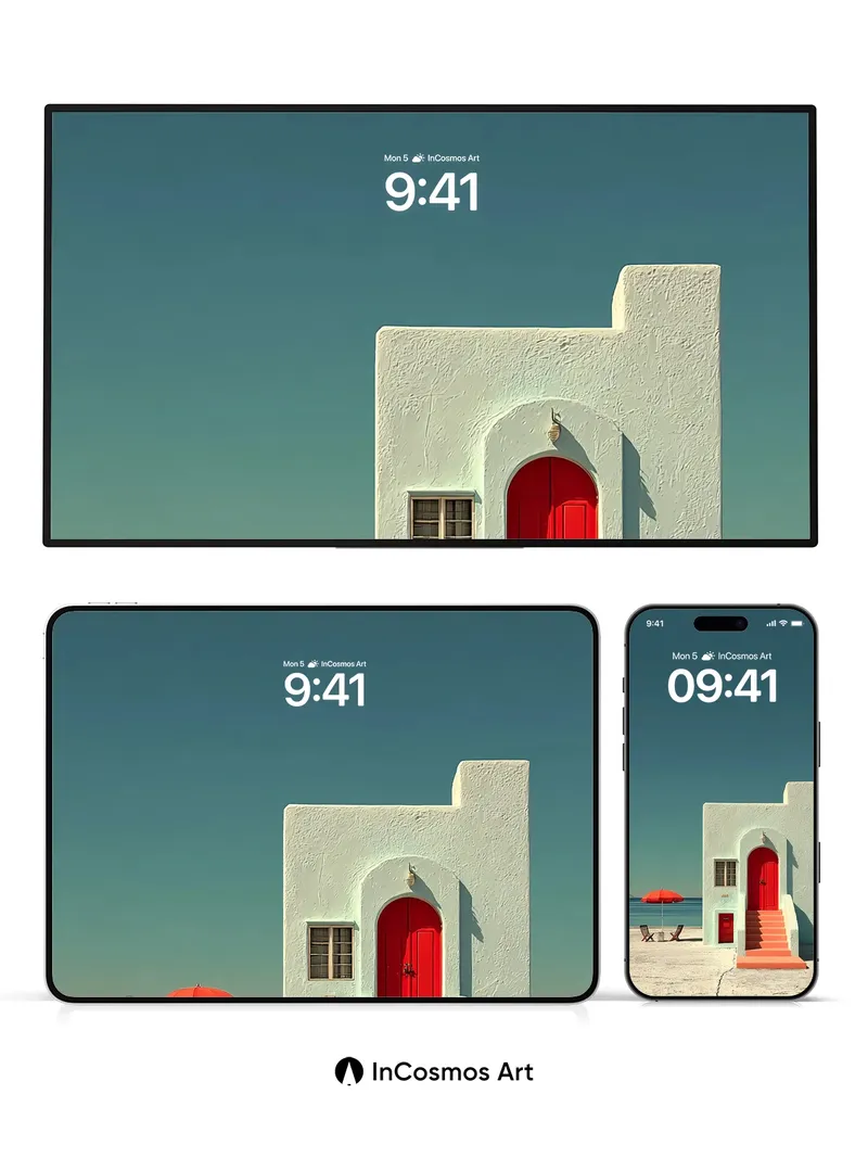 Serene Coastal Wallpaper with Coral Steps