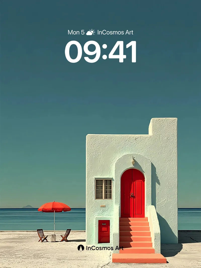 Serene Coastal Wallpaper with Coral Steps