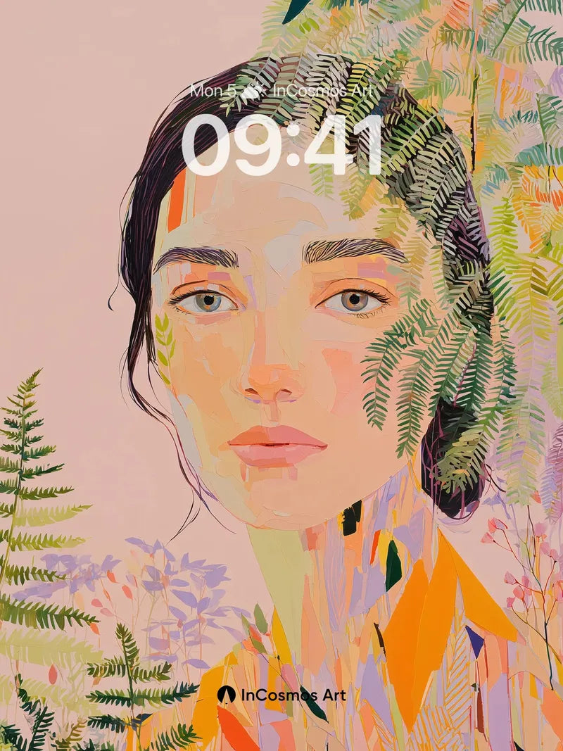 Lush Whisper Wallpaper with Fern-Entwined Gaze wallpaper for iPhone, iPad & Mac
