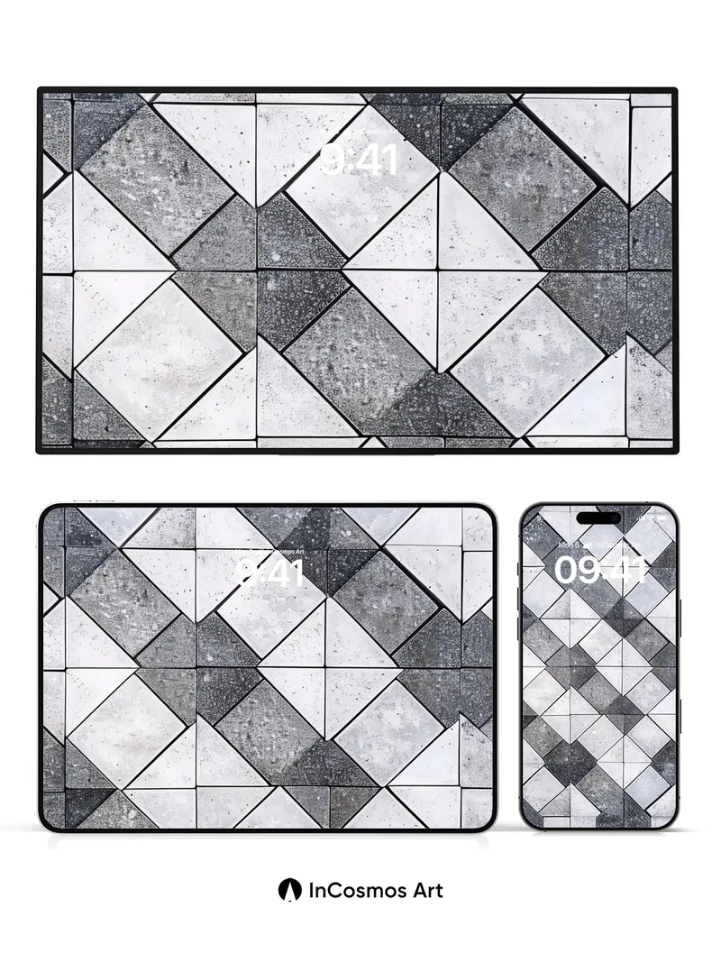 Monochrome Geometry Wallpaper with Stone Breath