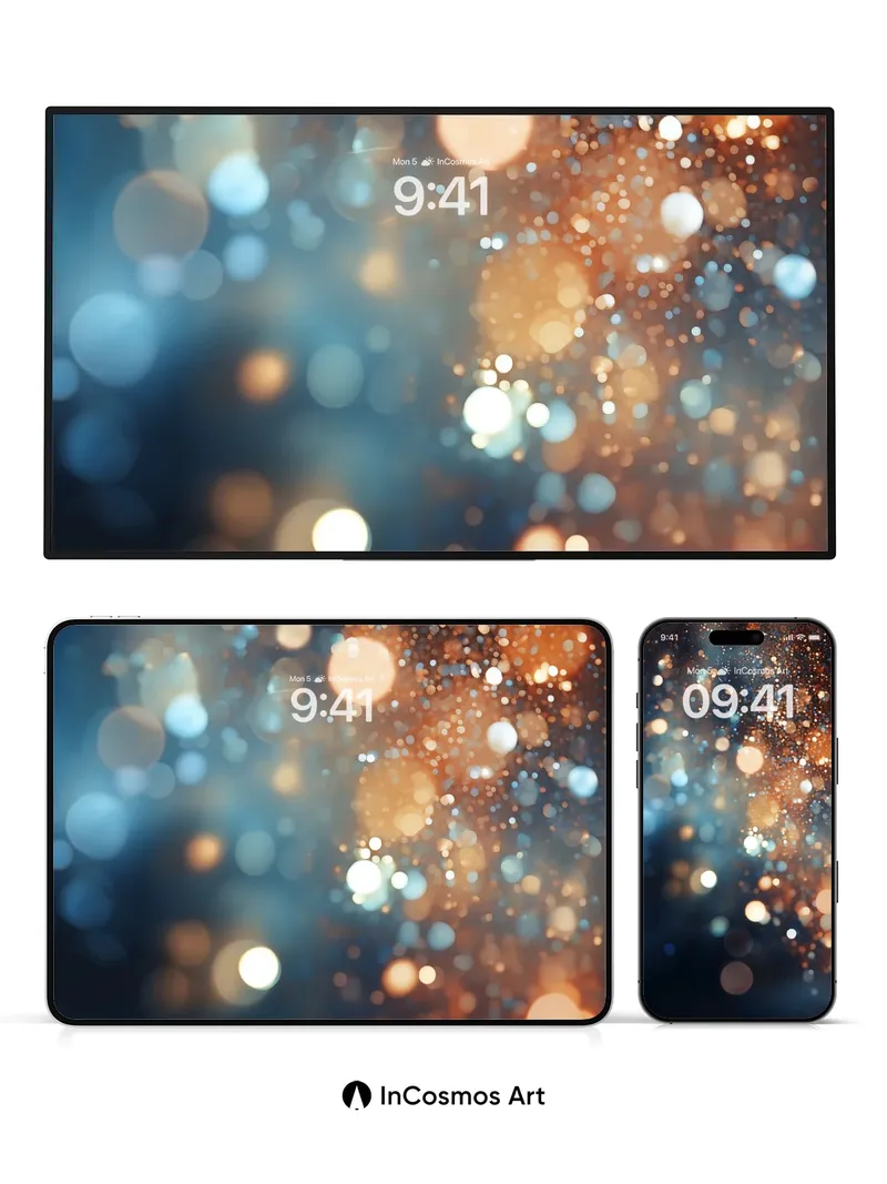 Golden Drift Wallpaper with Floating Light Particles