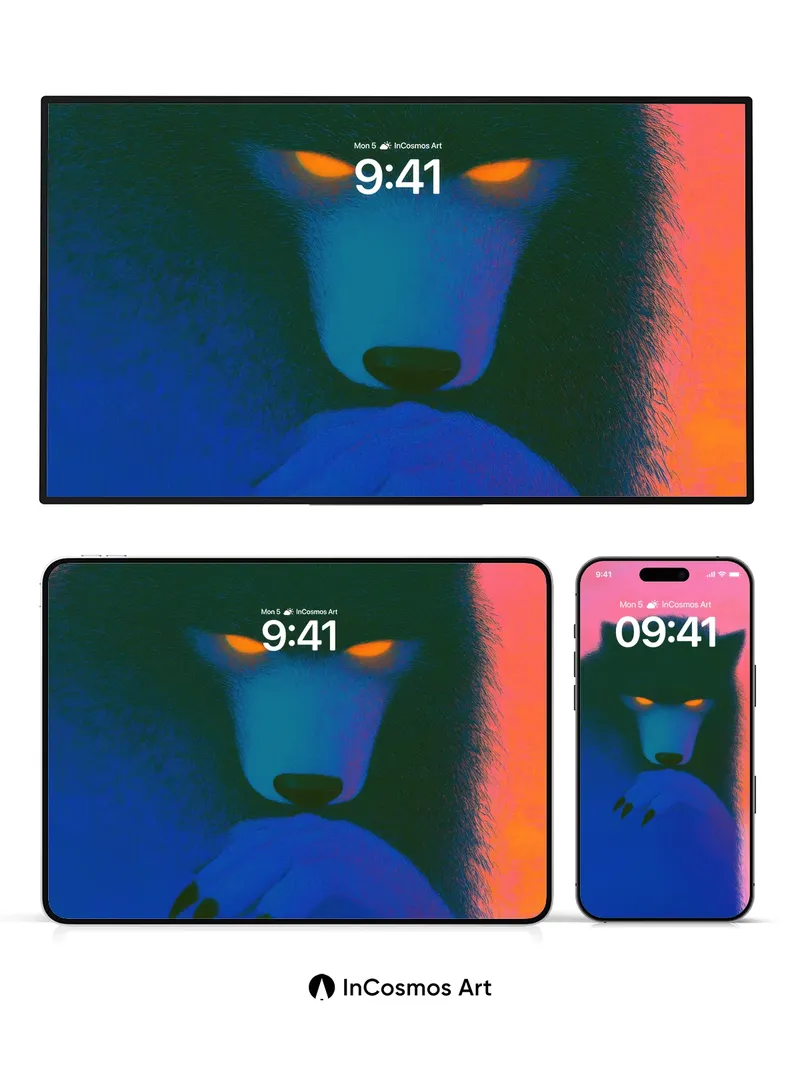 Crimson Gaze Wallpaper with Neon Fur