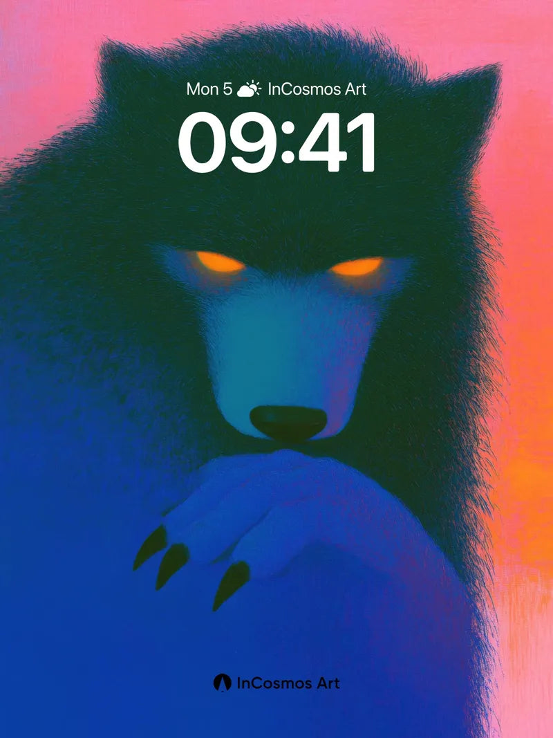 Crimson Gaze Wallpaper with Neon Fur