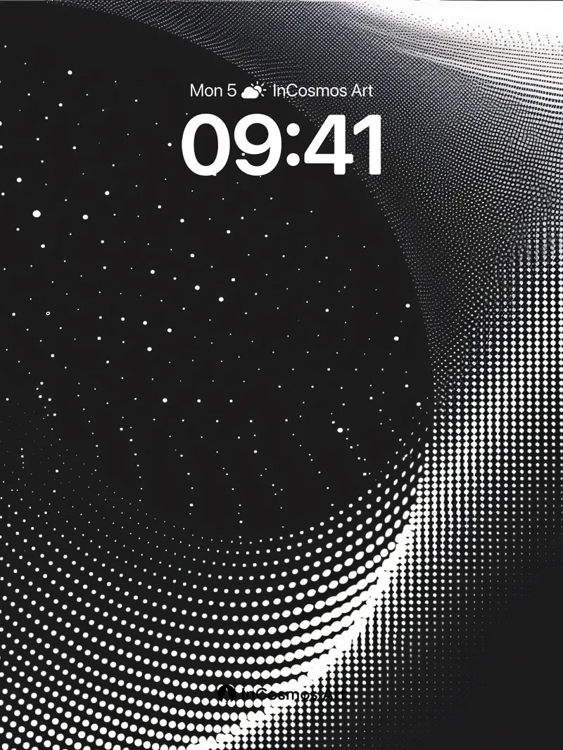 Cosmic Drift Wallpaper with Halftone Waves