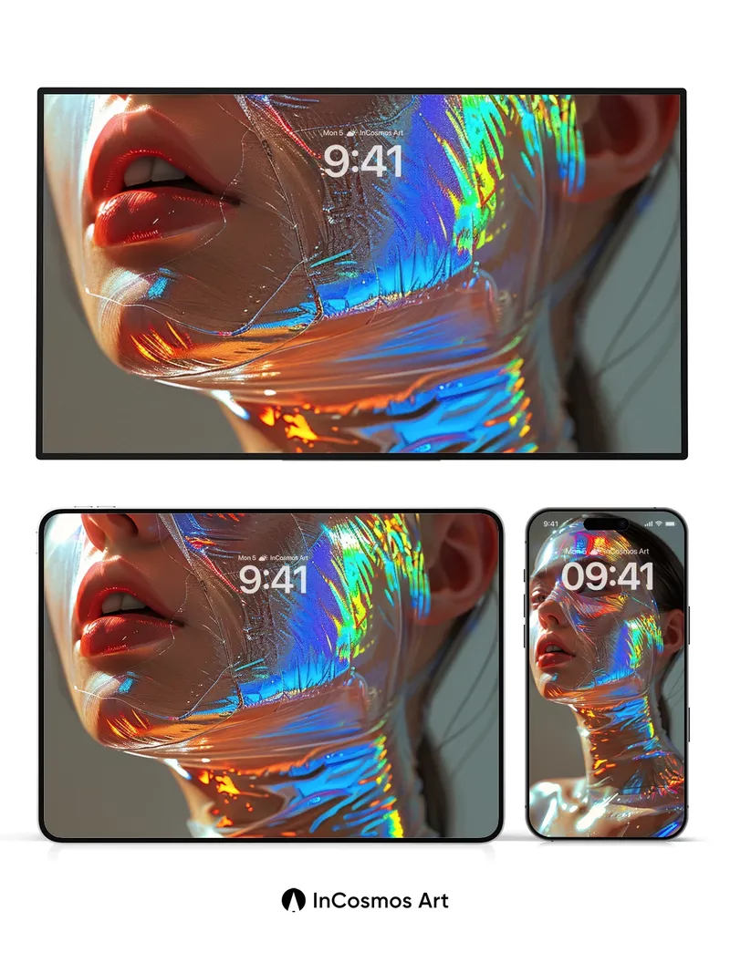 Iridescent Veil Wallpaper with Living Light