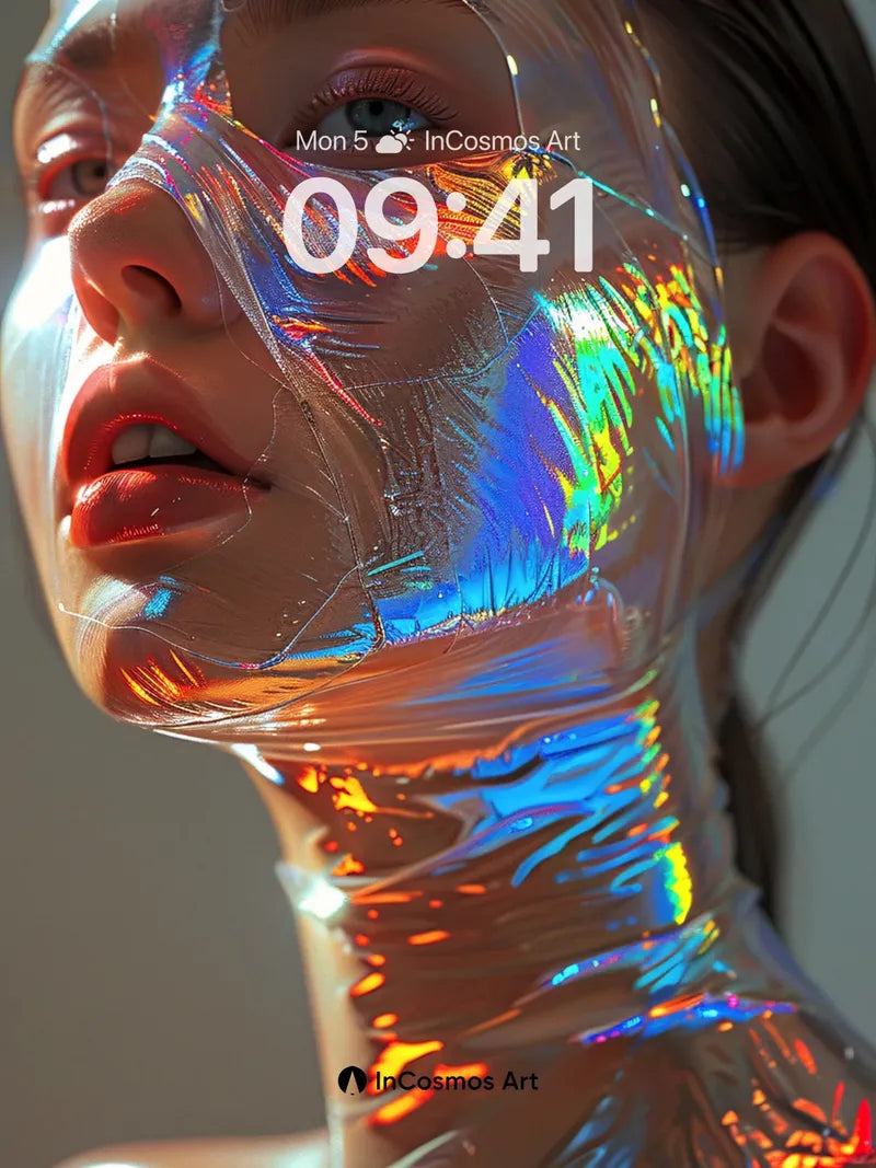 Iridescent Veil Wallpaper with Living Light
