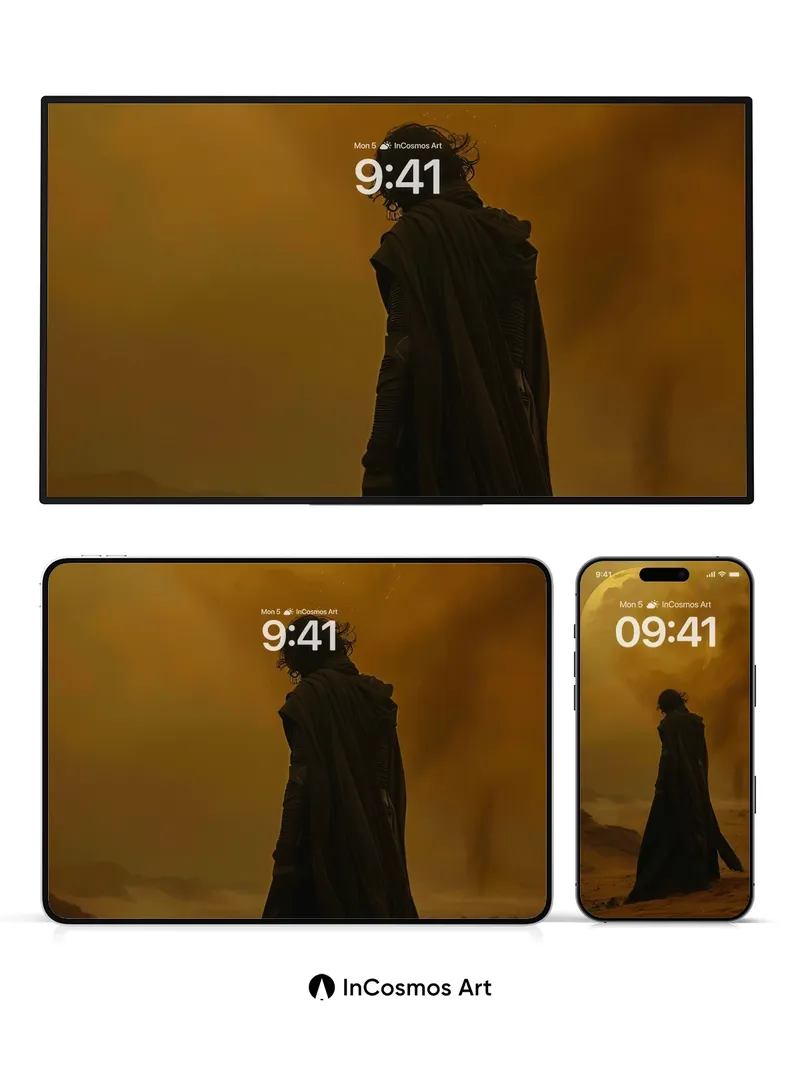 Silhouetted Wanderer Wallpaper Under Golden Moon