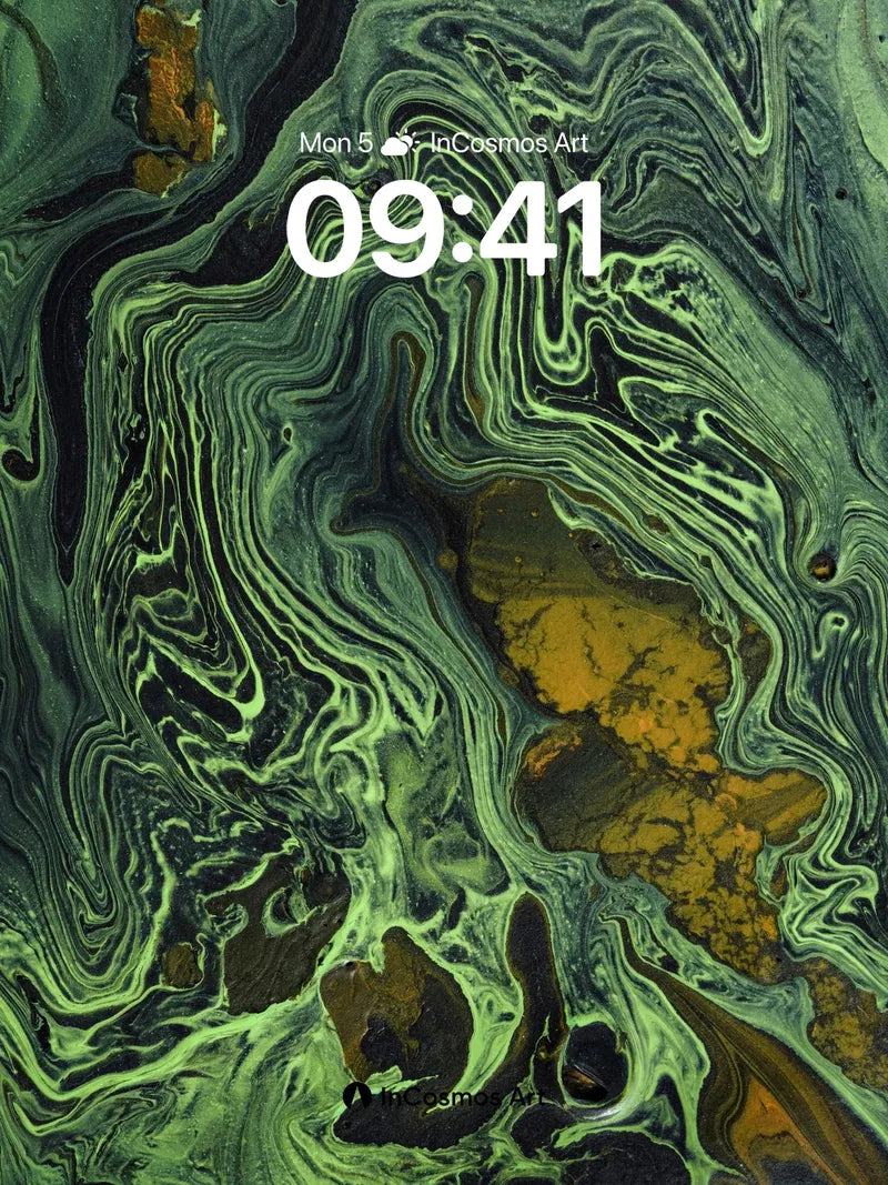 Emerald Whirlpool Wallpaper with Golden Veins