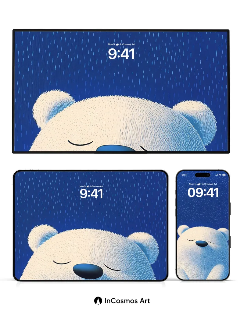 Serenity Bear Wallpaper with Rainfall Texture