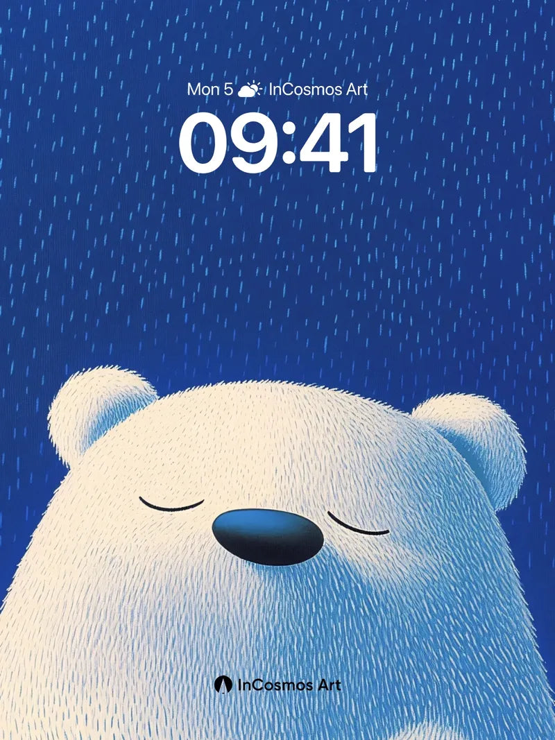 Serenity Bear Wallpaper with Rainfall Texture