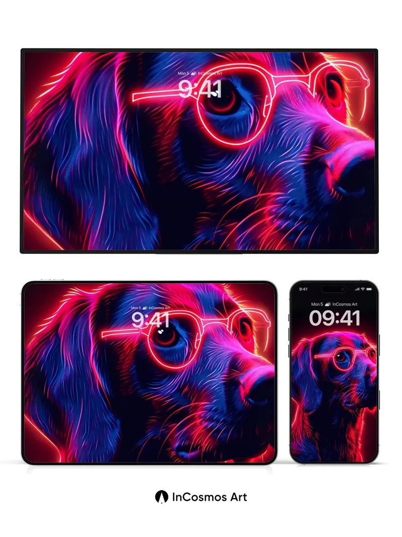 Neon Pulse Wallpaper with Glowing Eyewear