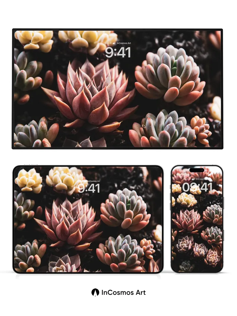 Succulent Stillness Wallpaper with Earthy Hues