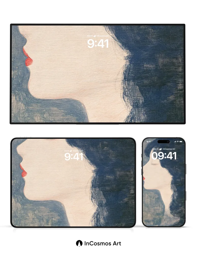 Silent Profile Wallpaper with Ink-Blot Hair