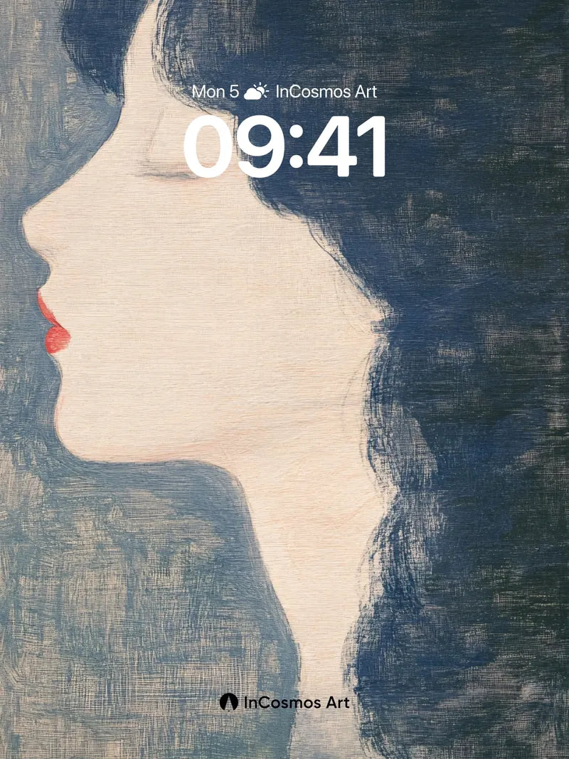 Silent Profile Wallpaper with Ink-Blot Hair wallpaper for iPhone, iPad & Mac