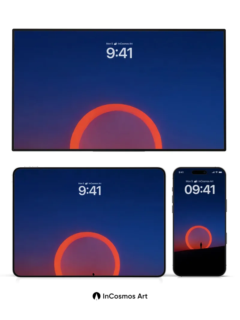 Silhouetted Solitude Wallpaper with Cosmic Ring