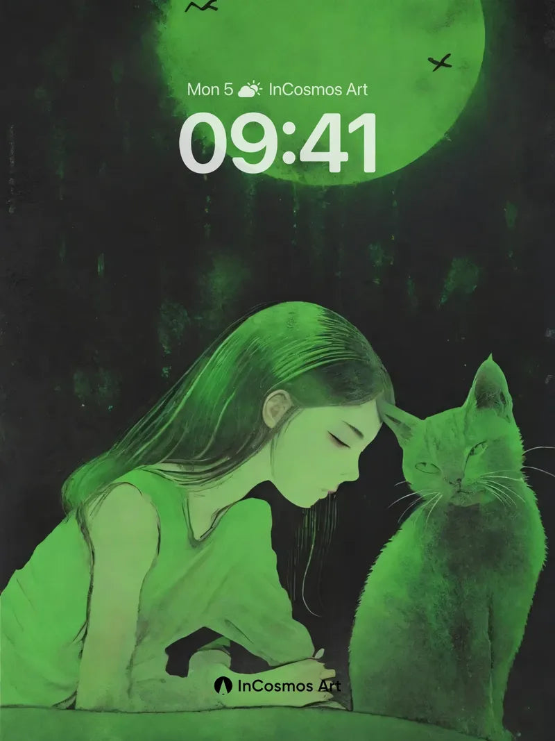 Serenity Moonlight Wallpaper with Whispering Cat