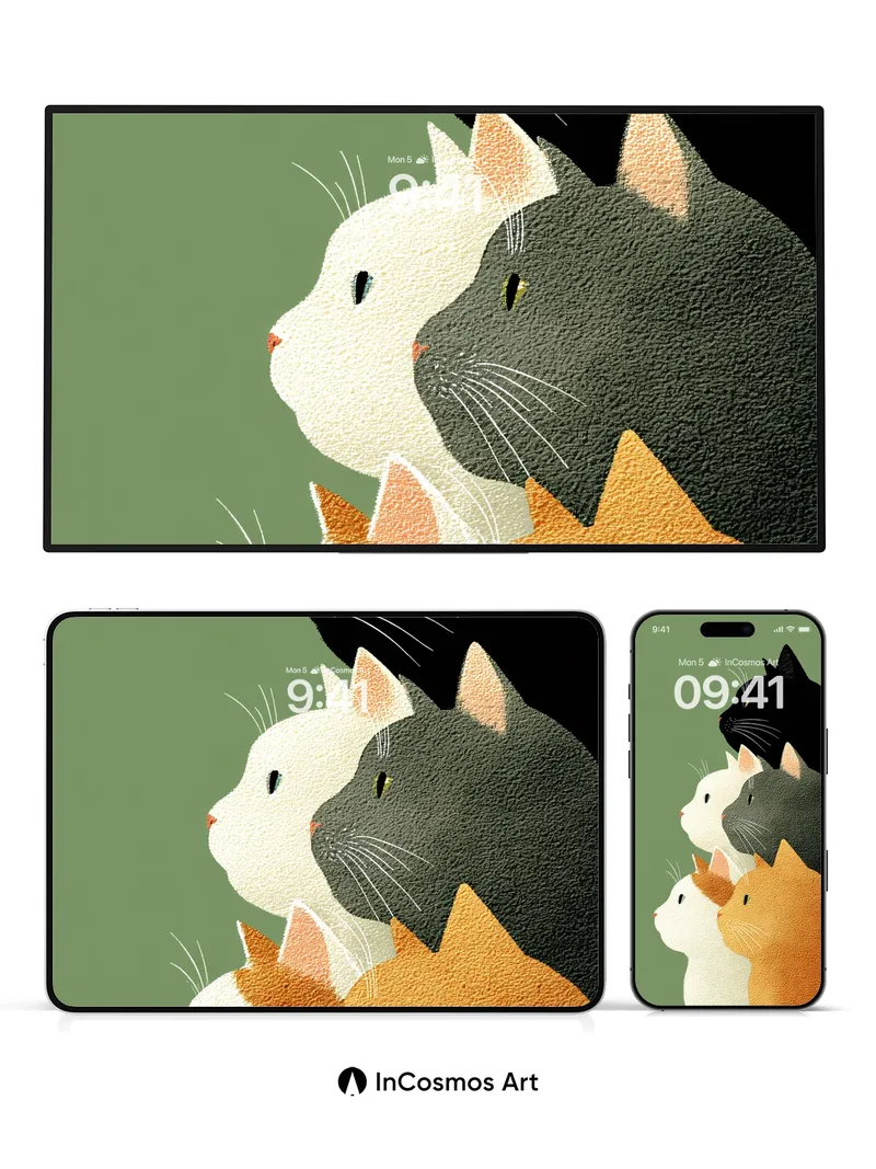 Serene Feline Portrait Wallpaper with Textured Fur