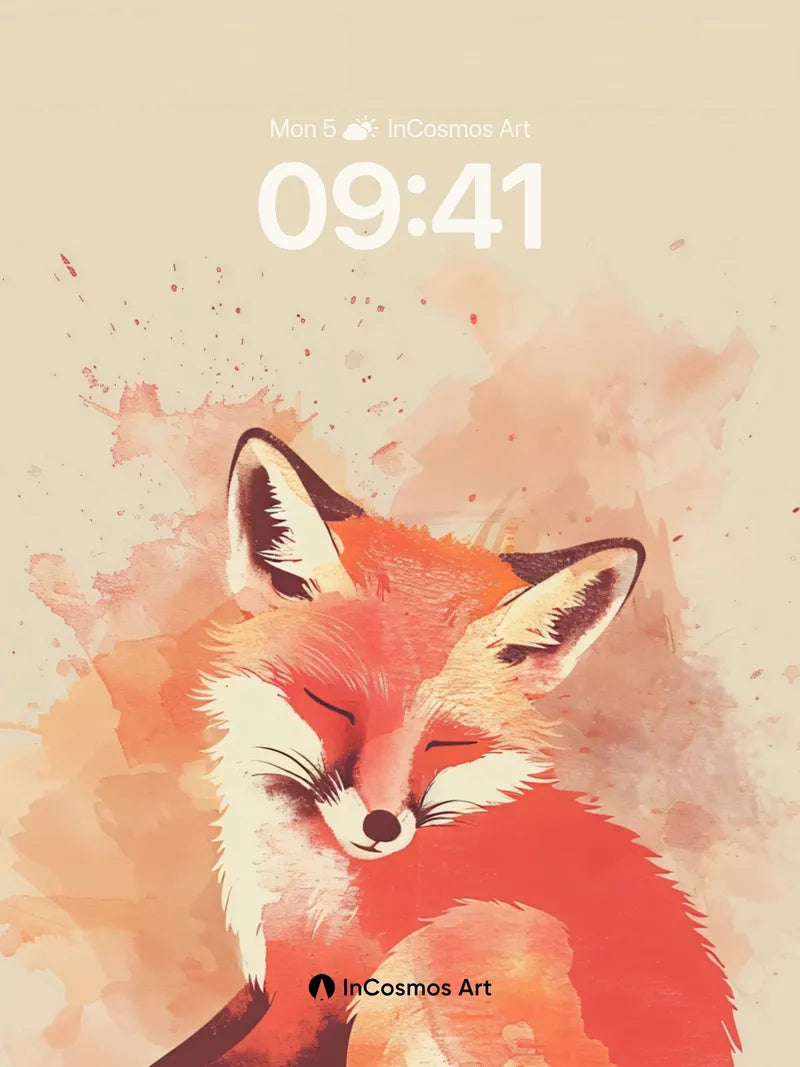 Serenity Fox Wallpaper with Watercolor Hues