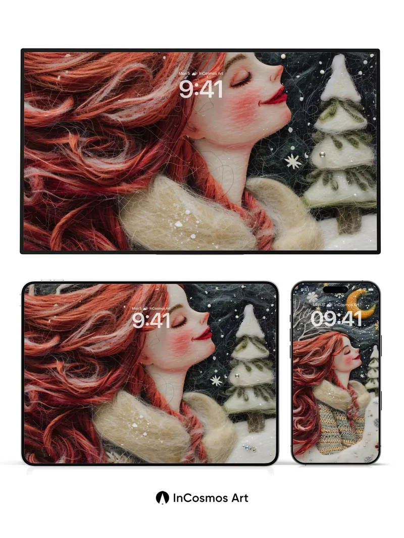 Whispering Frost Wallpaper with Moonlit Hair