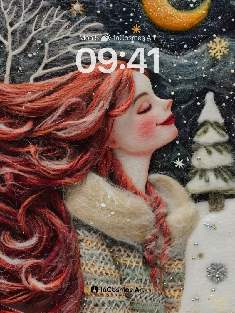 Whispering Frost Wallpaper with Moonlit Hair