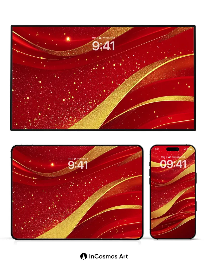 Opulent Wave Wallpaper with Golden Threads