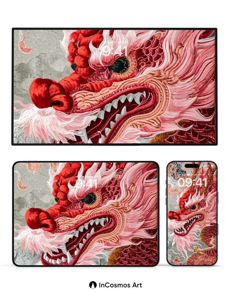 Crimson Whispers Wallpaper with Embroidered Fire