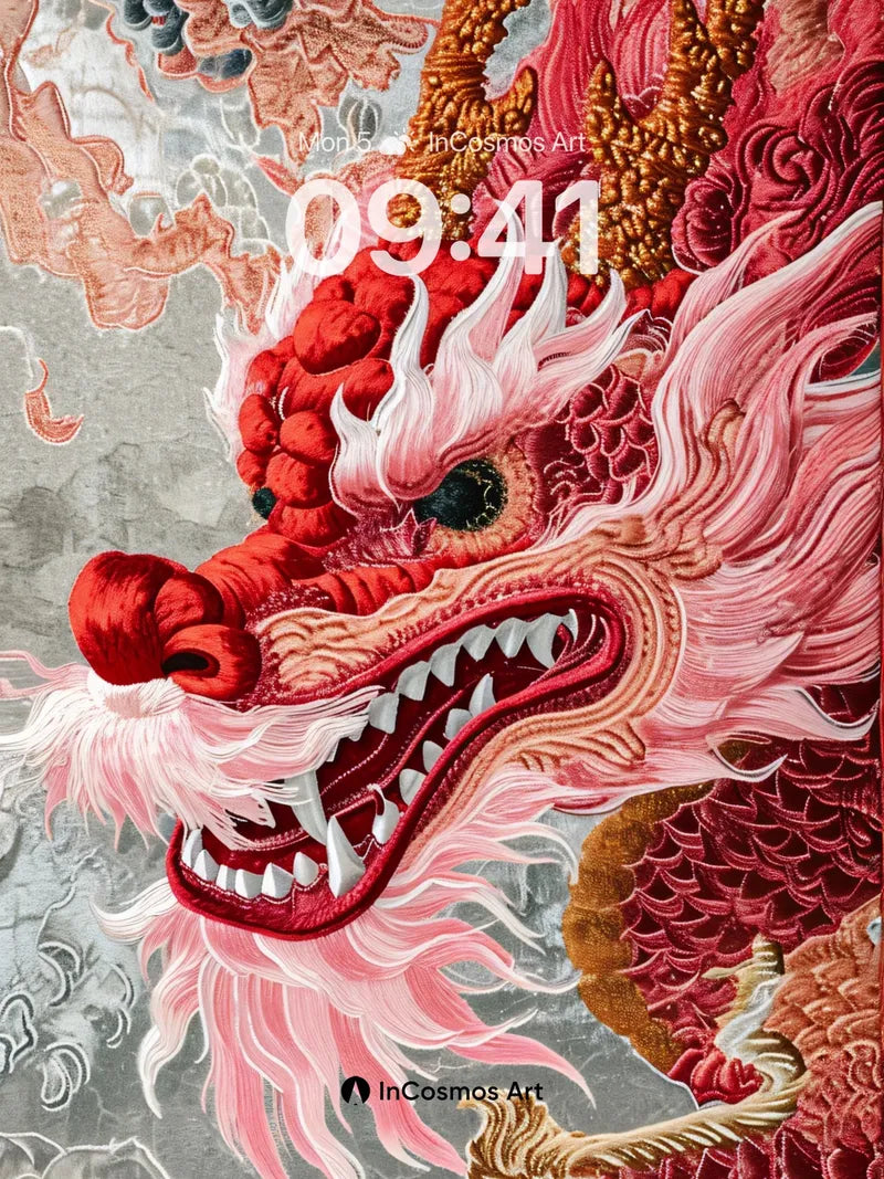 Crimson Whispers Wallpaper with Embroidered Fire