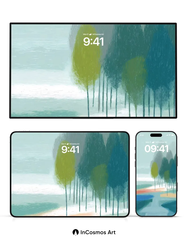 Misty Forest Wallpaper with Whispering Trees