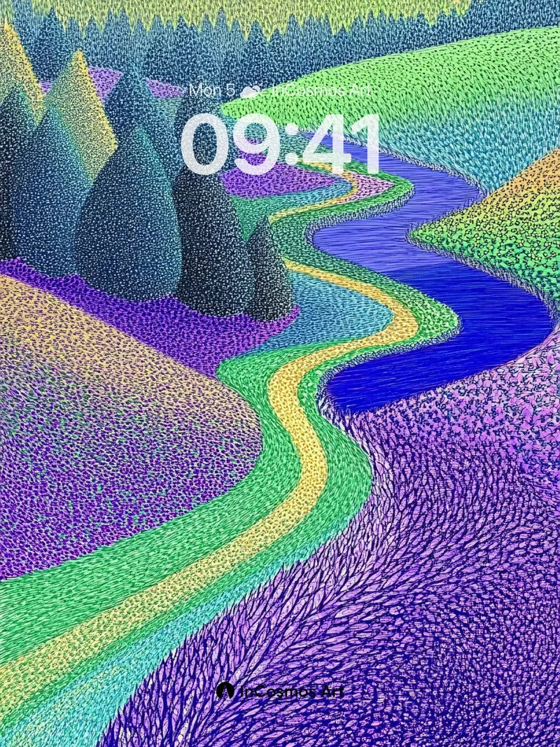 Spectral River Wallpaper with Textured Light