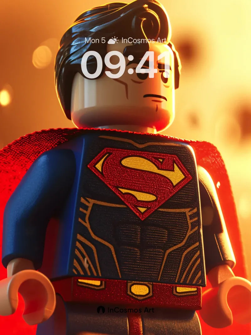 Golden Hour Superman Wallpaper with LEGO Texture